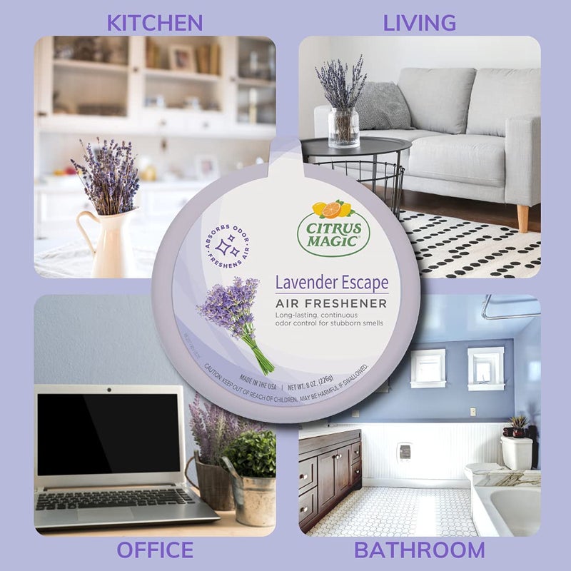 Citrus Magic Odor Absorbing Solid Air Freshener, Lavender Escape, 8 Ounce (Pack of 3) - Image 4